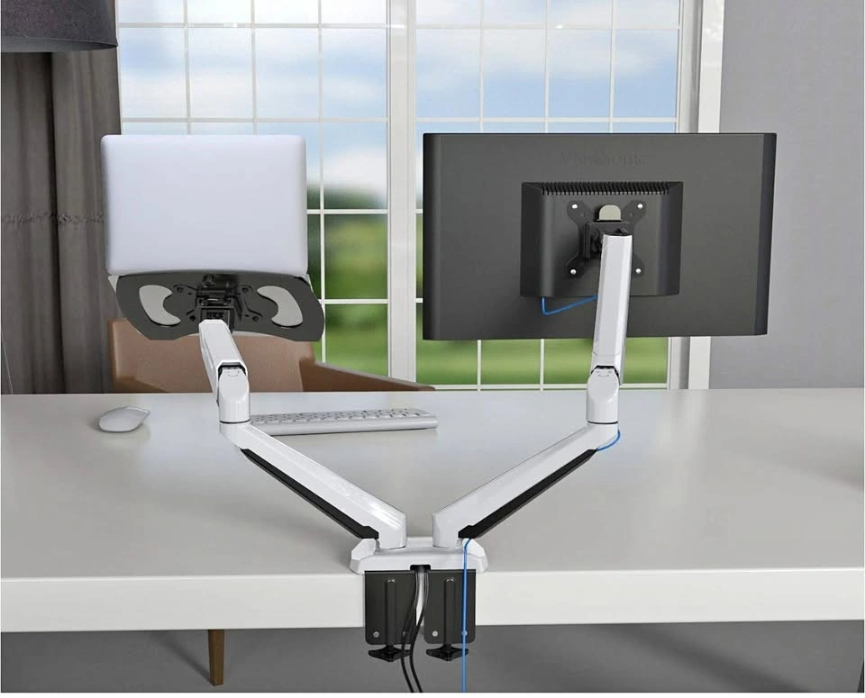 Dual Monitor Desk Arm with USB 3.0 Hub + Audio Jacks