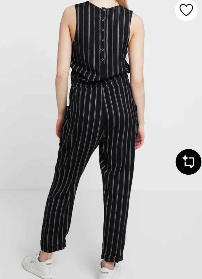 RVCA Black Vertical-Stripe Sleeveless Jumpsuit - photo 3