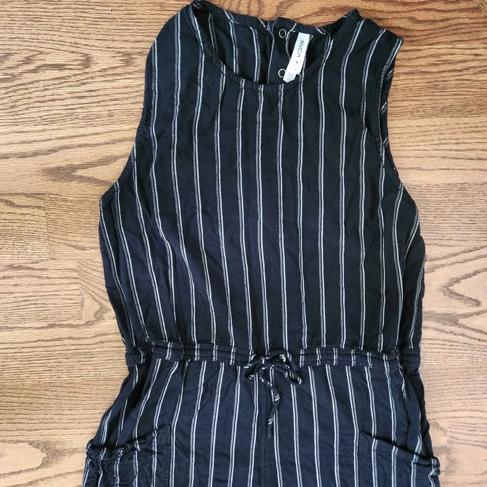 RVCA Black Vertical-Stripe Sleeveless Jumpsuit - photo 4