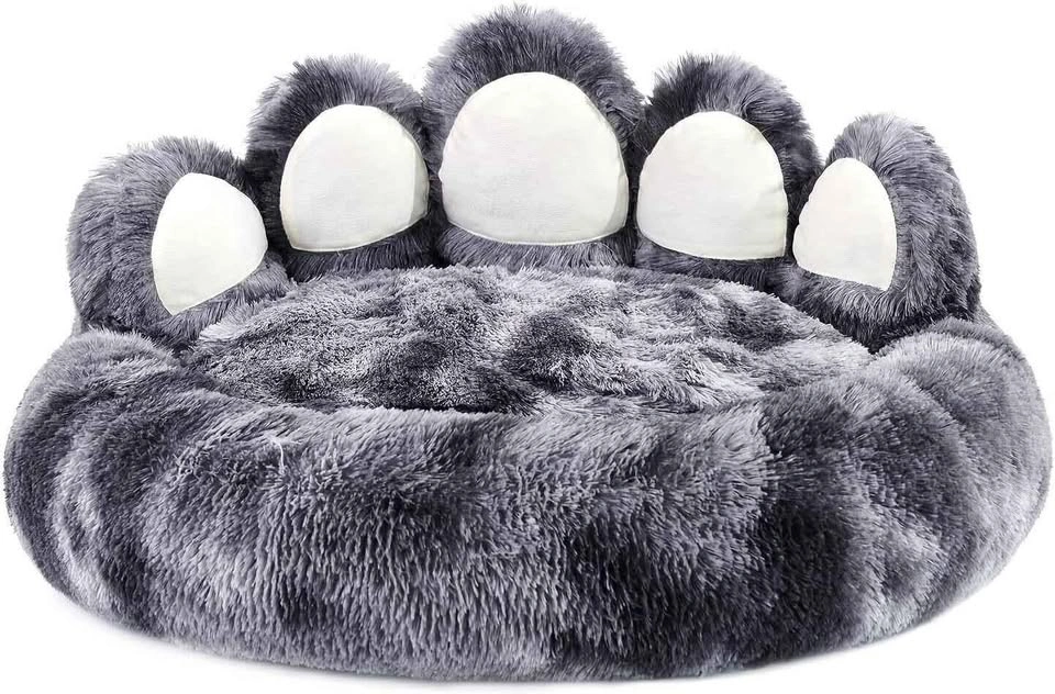 Paw-Shape Plush Dog Bed, Donut Sofa Bed - photo 2