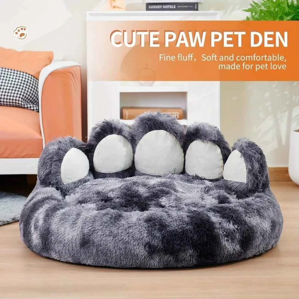 Paw-Shape Plush Dog Bed, Donut Sofa Bed - photo 3