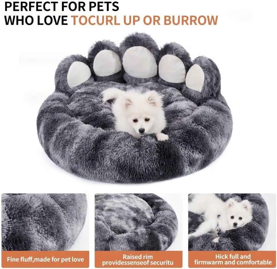 Paw-Shape Plush Dog Bed, Donut Sofa Bed - photo 5