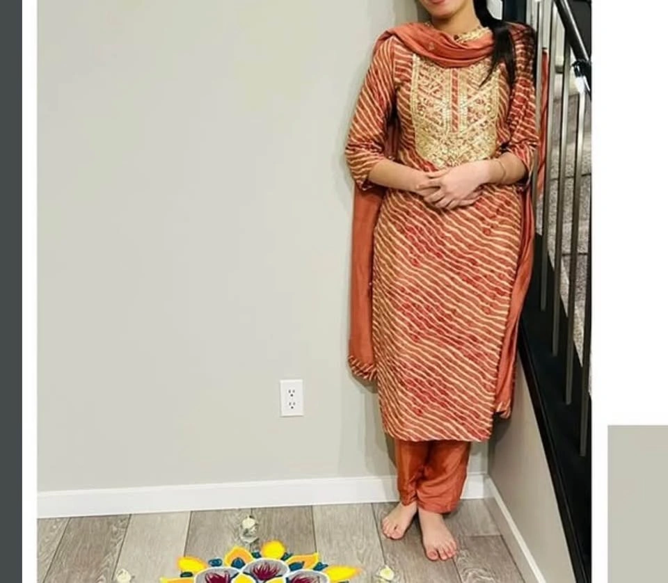 2 Beautiful Floral Pant Suit Sets – Yellow & Light Orange - photo 2