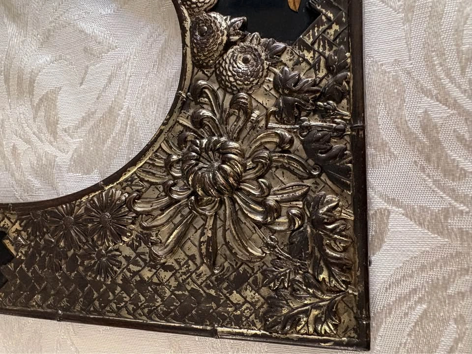 Antique Japanese Meiji Style Mixed Metal and Lacquer Picture Fra - photo 5