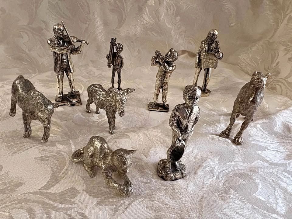 Vintage Silver Tone Pewter Miniature Figurine Collection