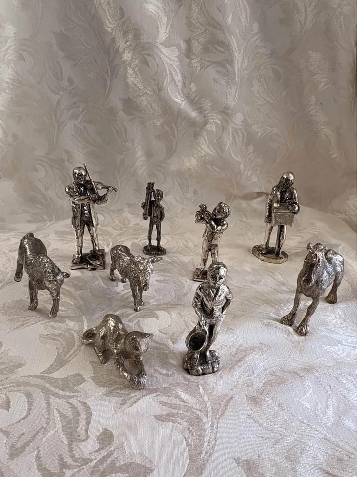 Vintage Silver Tone Pewter Miniature Figurine Collection - photo 2