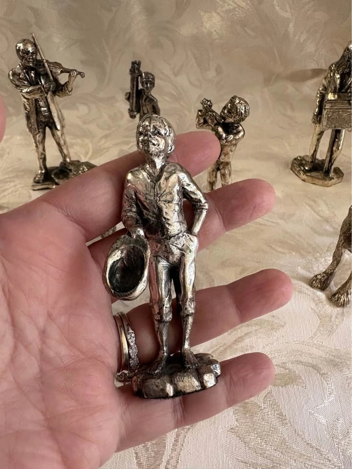 Vintage Silver Tone Pewter Miniature Figurine Collection - photo 3