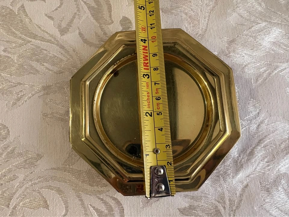 Set of 5 Vintage Octagonal Brass Coasters - photo 4