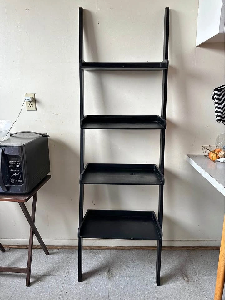 Modern Black 4-Tier Ladder Bookshelf