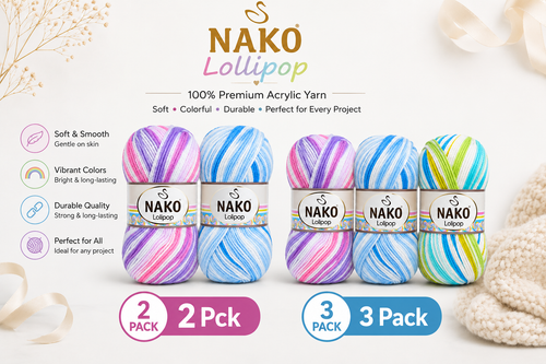 Nako Lolipop Self Striping Baby Yarn  2x 100g