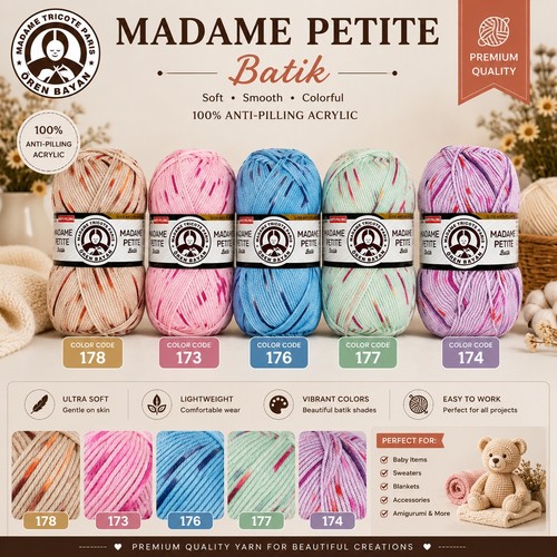 Madame Petite Batik Anti Pilling Hand Knitting Yarn – 100g