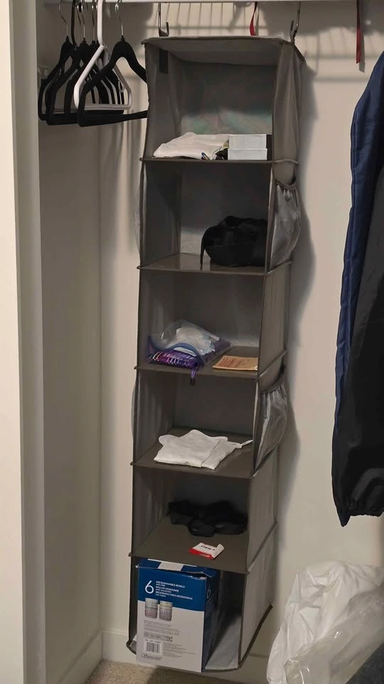 Amazon Basics 6-Tier Hanging Closet Shelf Organizer With Pockets