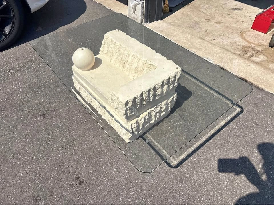 Unique Cream Glass Coffee Table - Delivery for fee