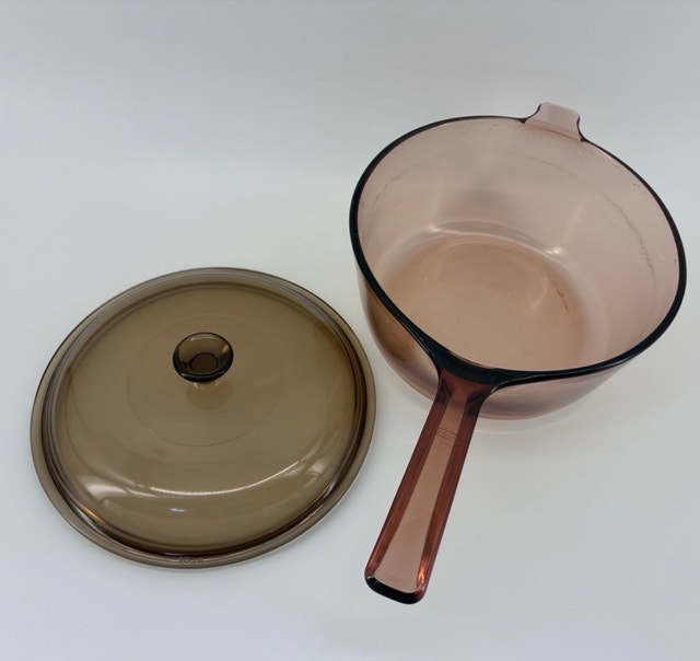 Vintage Amber Glass Pot with Lid - photo 3