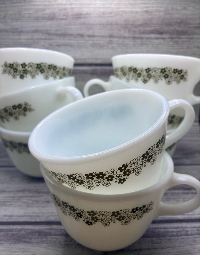 Vintage Pyrex Spring Blossom Mugs x 8