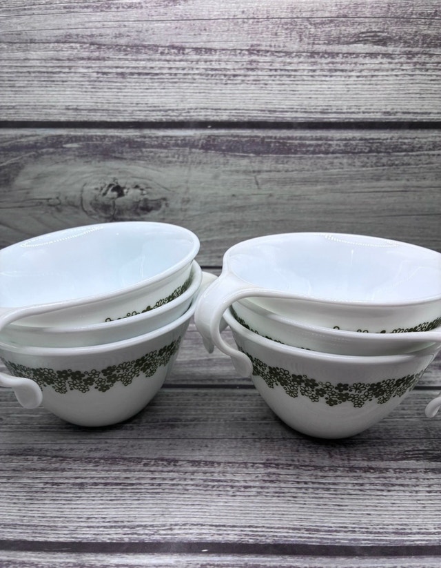 Vintage Corelle Spring Blossom Green Tea Cups - photo 2