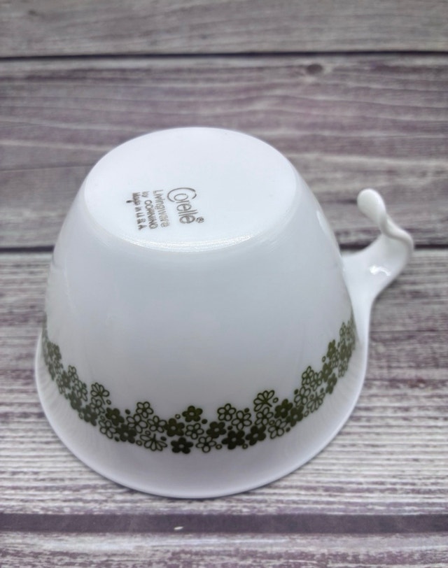 Vintage Corelle Spring Blossom Green Tea Cups - photo 4