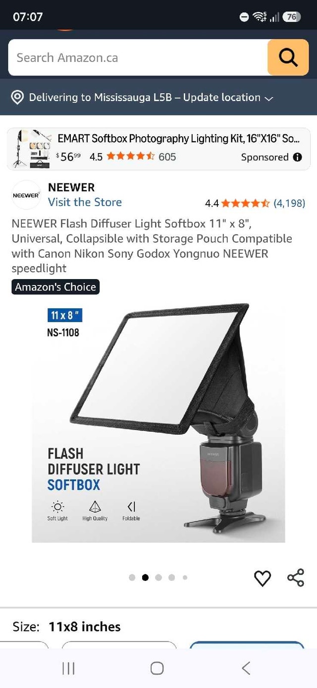 Neewer portable flash diffuser light box, 11"×8"