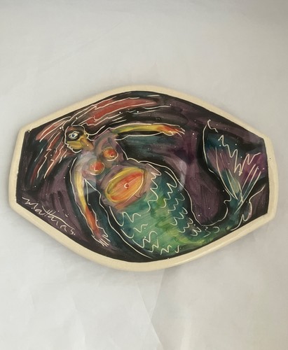 MATTHIAS OSTERMAN Signed "Mermaid" Studio Pottery Plate, Quebec - photo 3