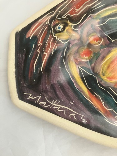 MATTHIAS OSTERMAN Signed "Mermaid" Studio Pottery Plate, Quebec - photo 4