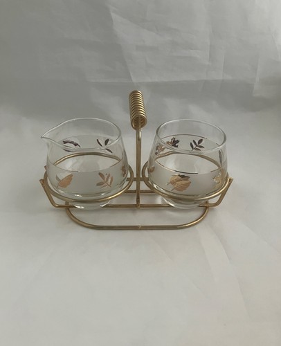 LIBBY GLASS Mid-Century Sugar & Cream Caddy Set