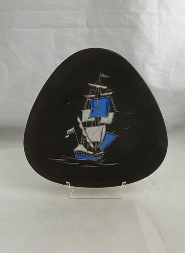 RUSCHA KERAMIK Mid-Century Tall Ship Wall Plate, West Germany