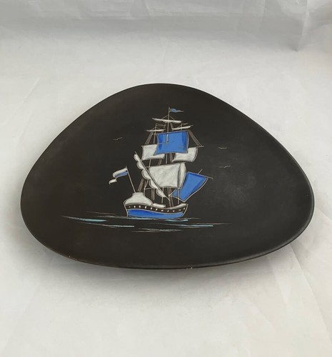 RUSCHA KERAMIK Mid-Century Tall Ship Wall Plate, West Germany - photo 2