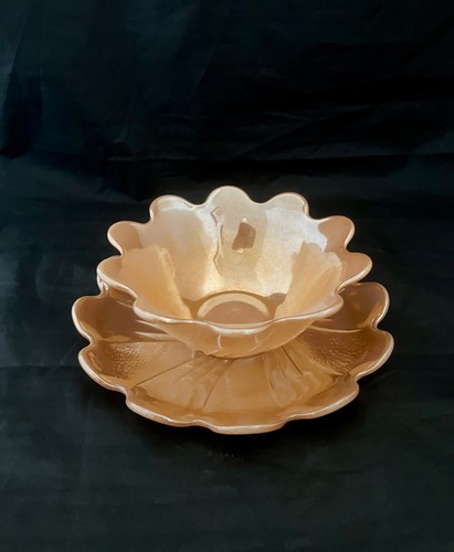 FIRE KING Peach Lustreware Lotus Bowl Set - photo 3