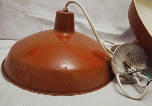 Industrial Dome Orange Pendant Light Fixtures - Pair - photo 5