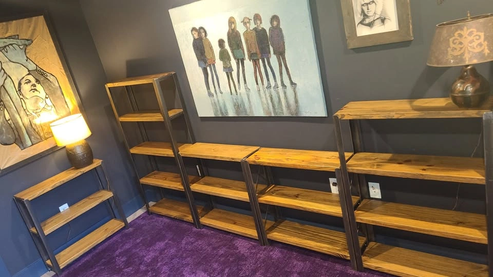 Solid Reclaimed Oak and Iron Bookshelves - photo 2