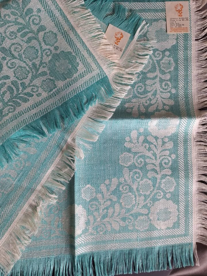 Vintage set of 4 New Soviet Linen Napkins Olympic USSR 35x 35 cm - photo 4