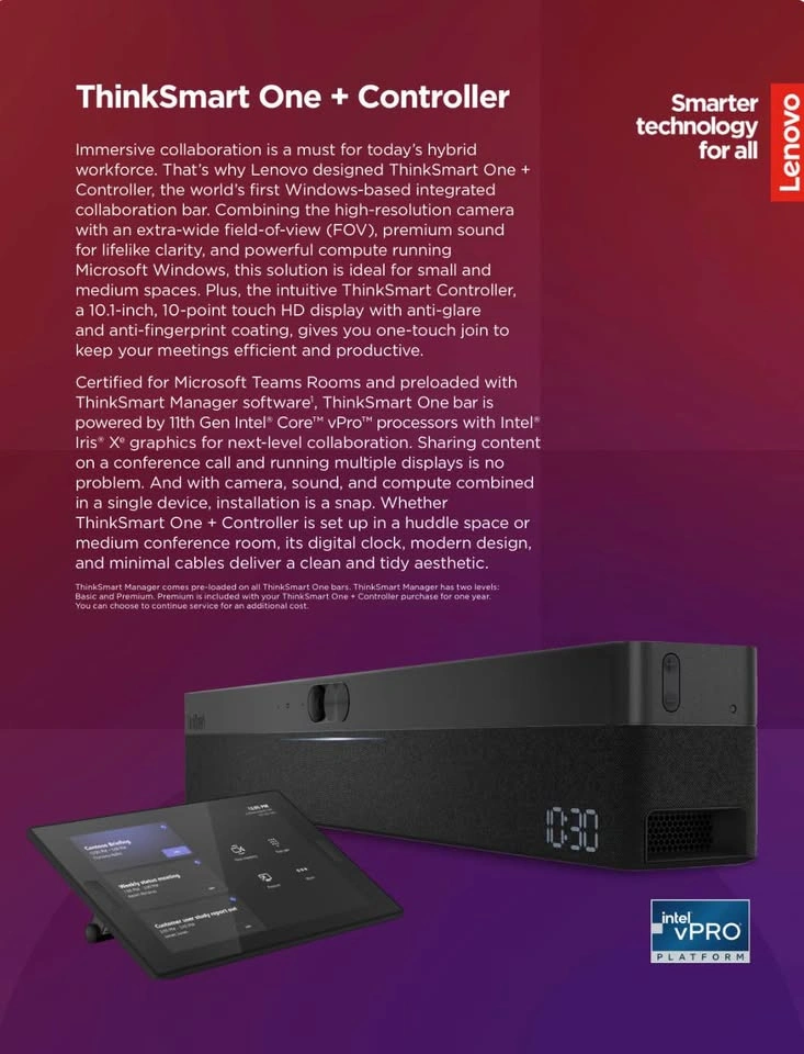 Lenovo ThinkSmart One + Controller for Microsoft Teams - photo 4