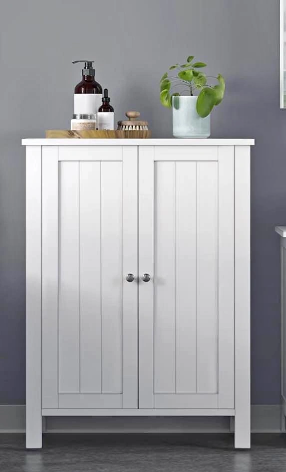 White Two-Door Bathroom Storage Cabinet