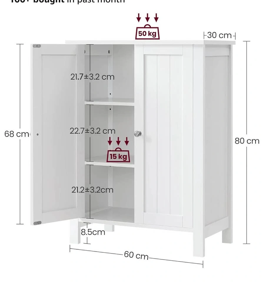 White Two-Door Bathroom Storage Cabinet - photo 3