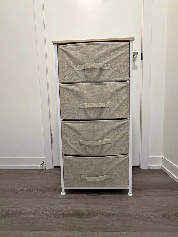 4-Drawer Fabric Storage Dresser with Wood Top