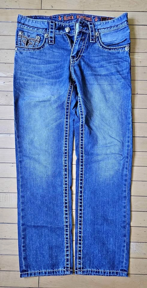 Men's Rock Revival "Duke Relaxed Straight" Jeans W32 - Made in U