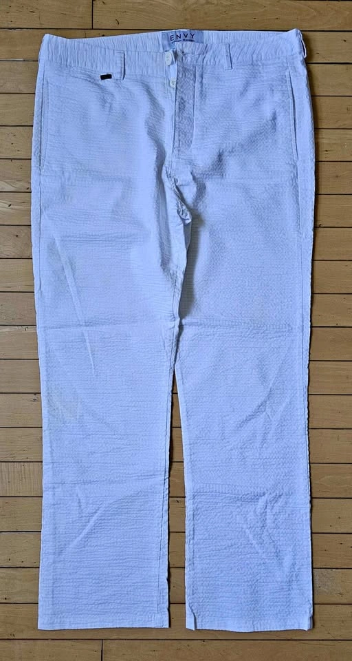 Men's ENVY South Beach White Seersucker Pants W32