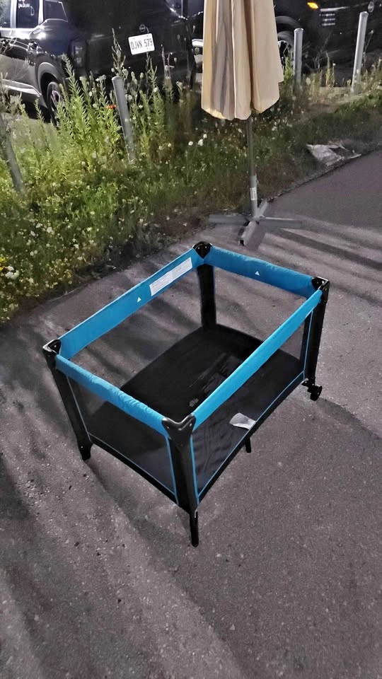 Blue and Black Portable Playard