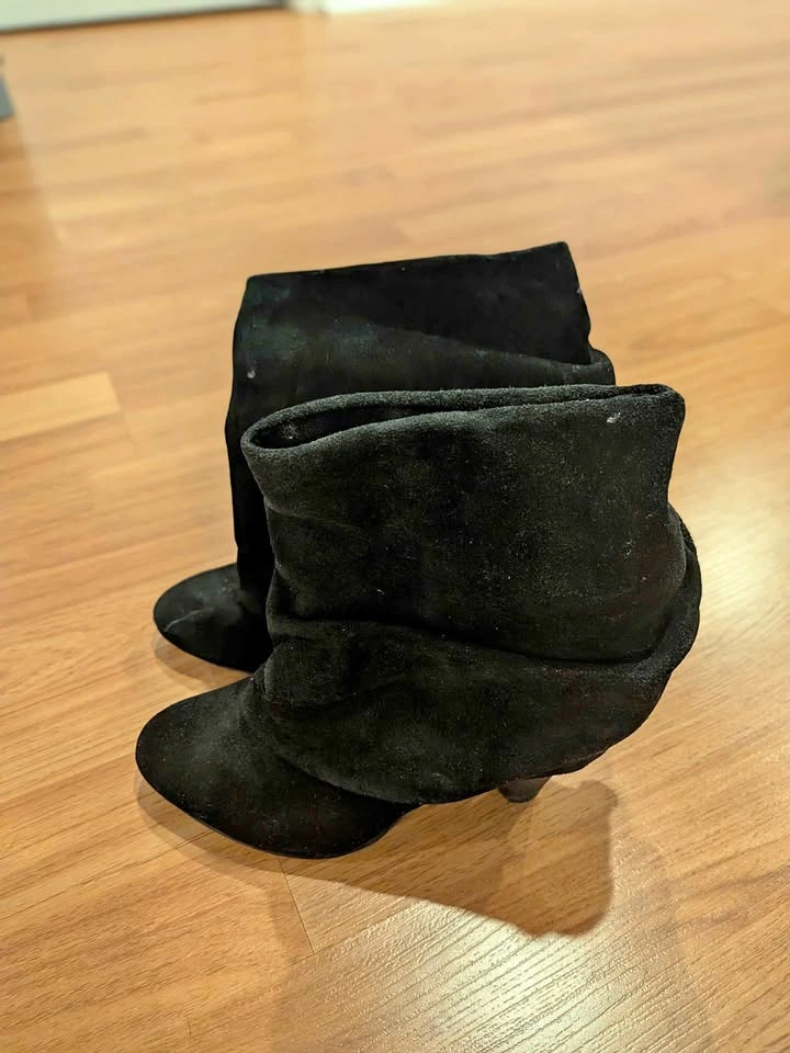 Steve Madden Black Suede Slouchy Ankle Boots