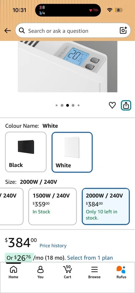 Stelpro Mirage 2000W Electronic Convector - photo 4