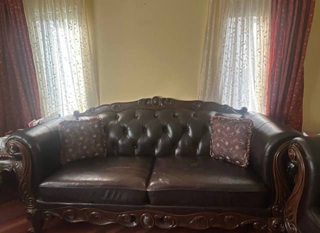 Classic Ornate Leather Sofa