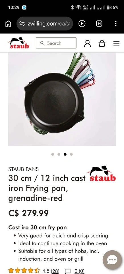 NEW Staub 12-inch (30 cm) Cast Iron Frying Pan Lily Pattern - photo 4