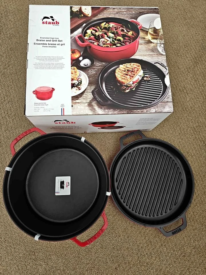 NEW Staub Cast Iron Braise and Grill Set