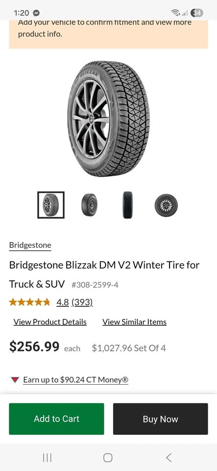 Set of 225 60 17 Bridgestone Blizzak Winter Tires like new - photo 5