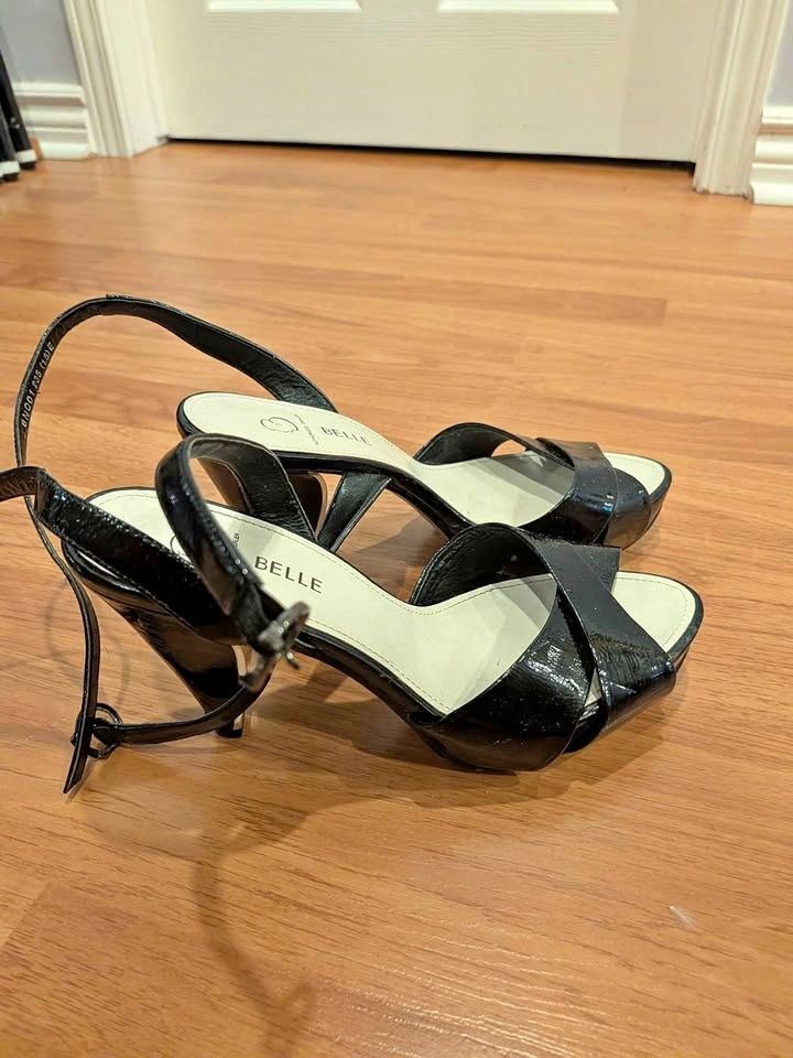 Belle Black Patent Leather Platform Sandals
