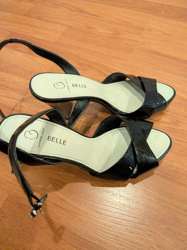 Belle Black Patent Leather Platform Sandals - photo 2