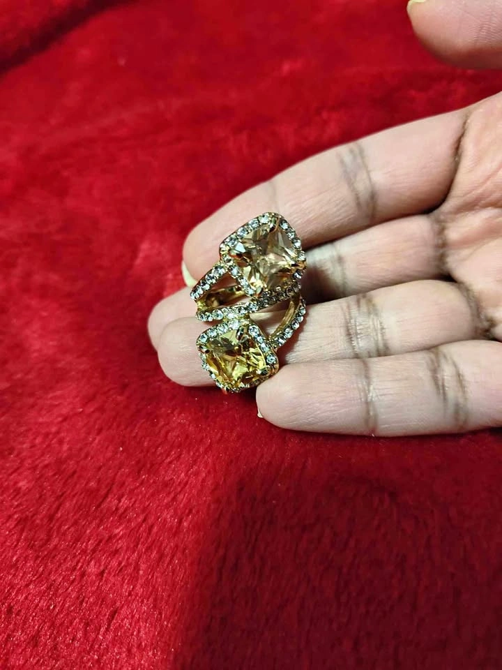 Gold Tone Double Stone Ring
