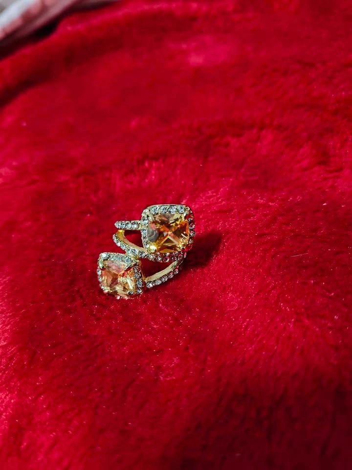 Gold Tone Double Stone Ring - photo 2