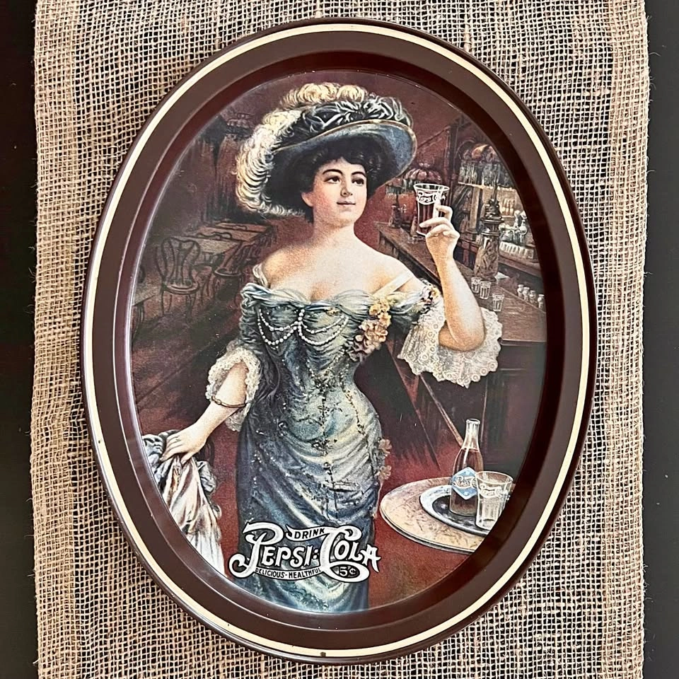 Pepsi Cola Metal Serving Tray, 11.5” x 14.5”, Victorian Lady