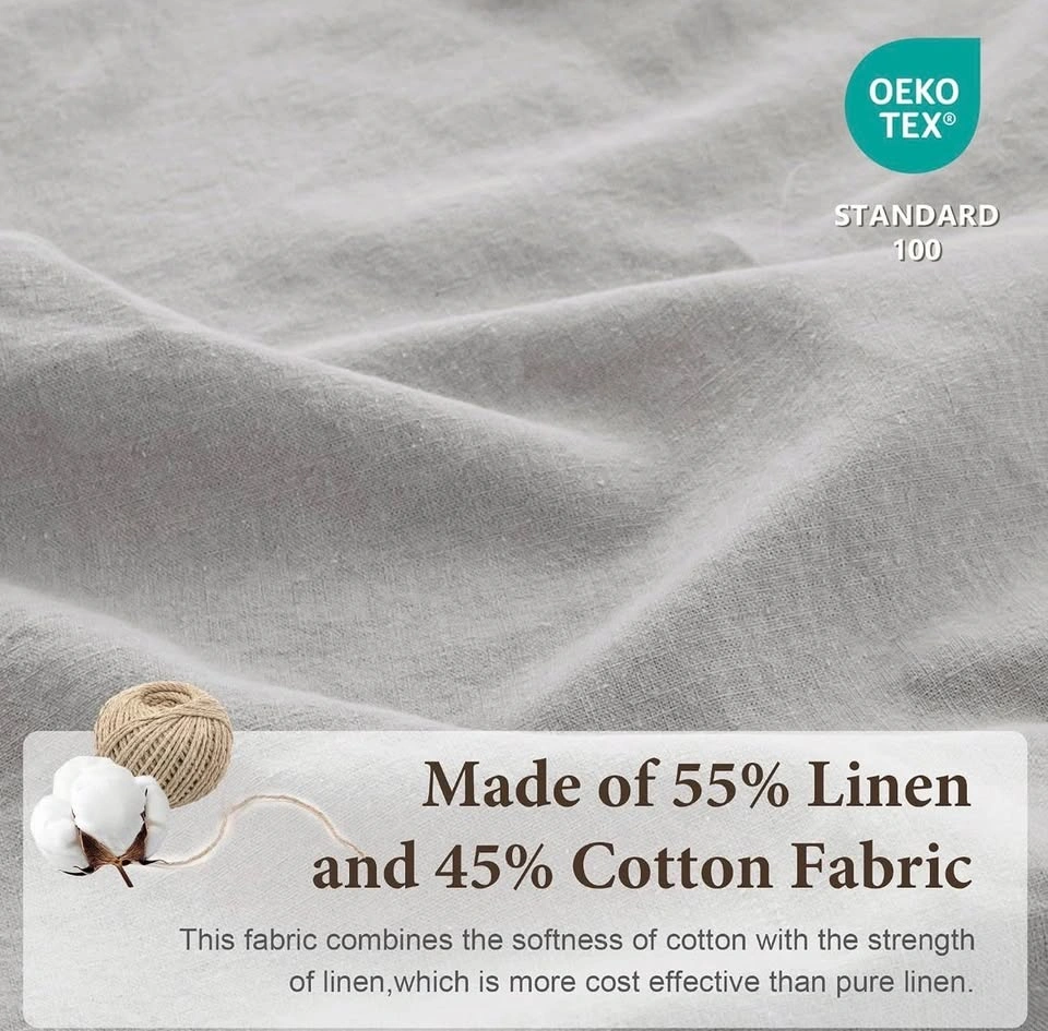 Simple Opulence King Linen Cotton Blend Sheet Set - Light Gray - photo 2